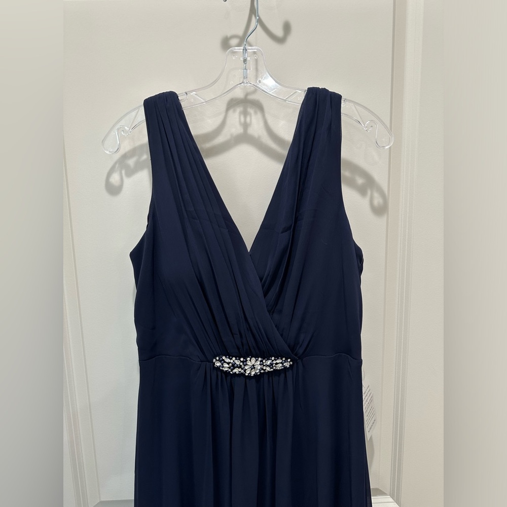 NWT Eliza J navy Embellished high low chiffon dress size 12 - Picture 5 of 9